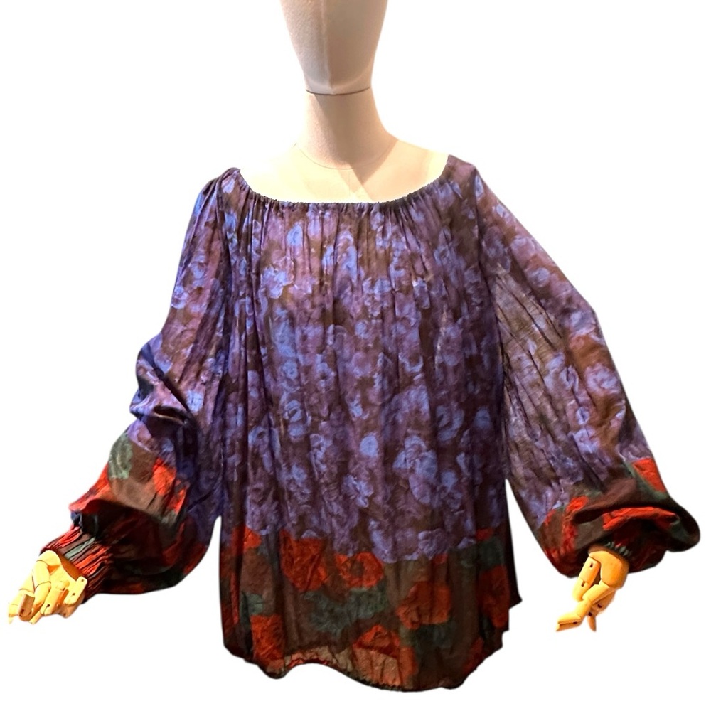Dries Van Noten Balloon Sleeve Tie Shoulder Oversized Blouse (Sz Med) (NWT)